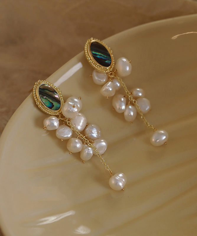 Original Design Gold Sterling Silver Alloy Pearl Tassel Drop Earringsfine Silk Sterling Silver Broken Silver Gypsophila Necklace Et009