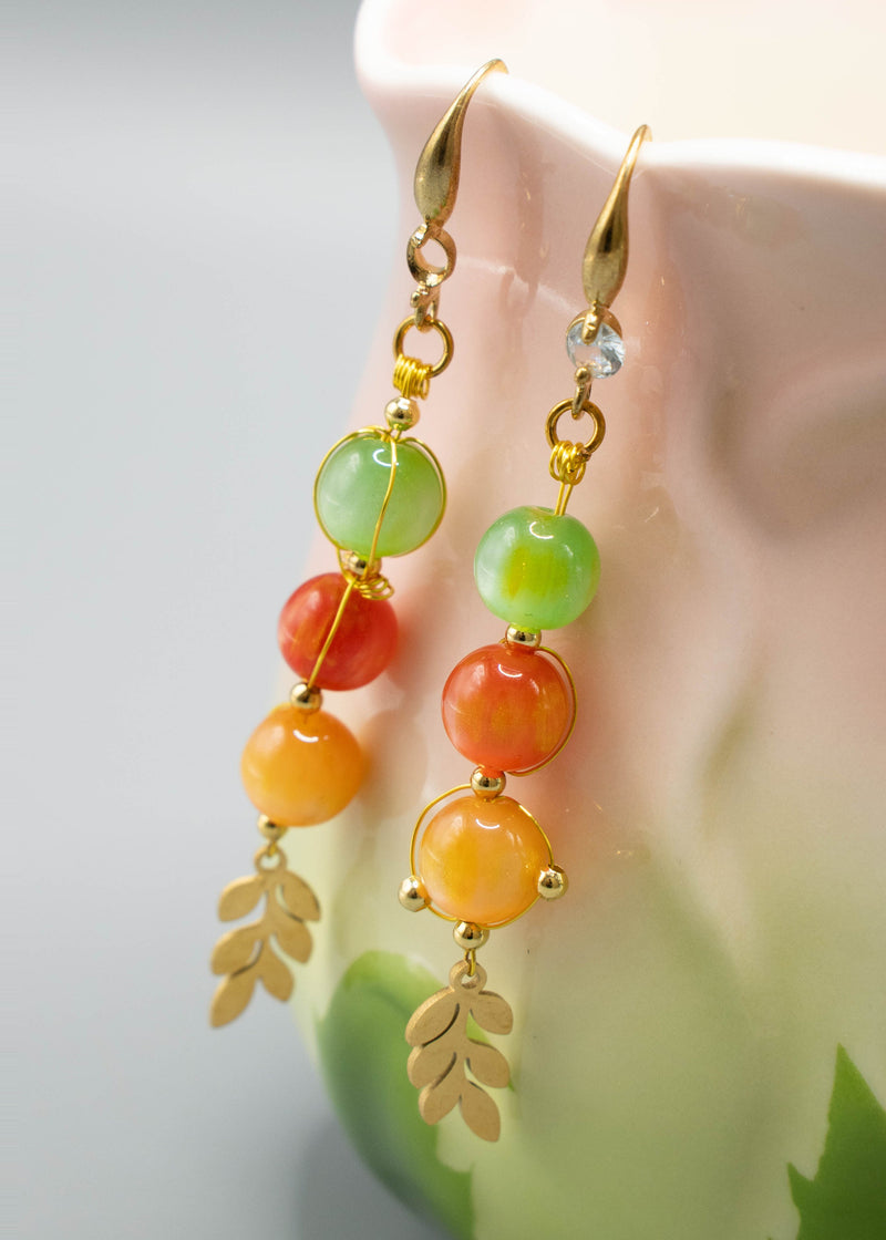 Original Design Rainbow Crystal Oriental Drop Earrings