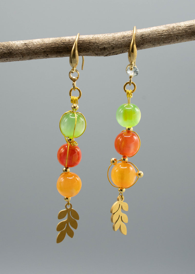 Original Design Rainbow Crystal Oriental Drop Earrings