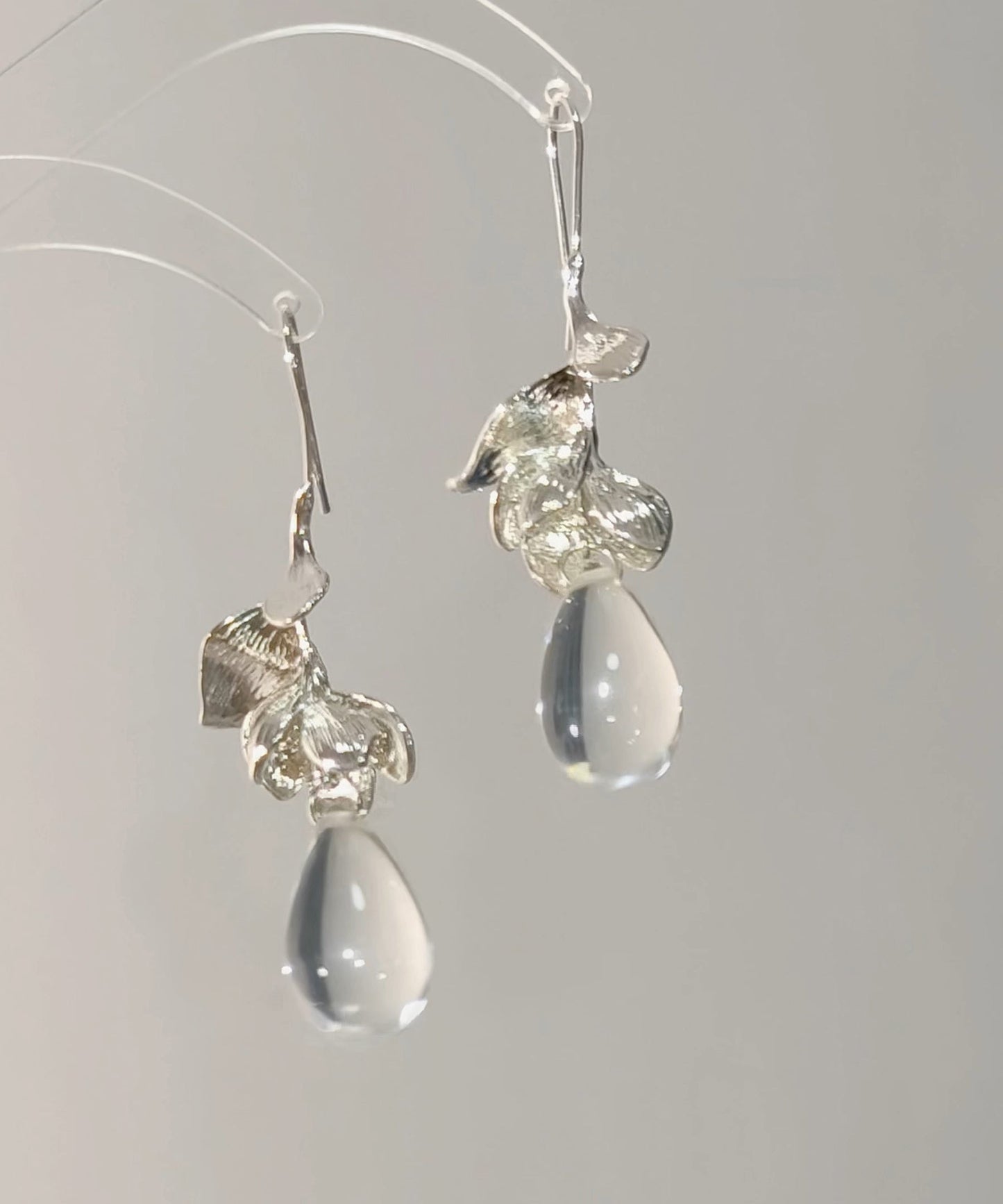 Original Design Silk Alloy Glass Water Drop Drop Earrings