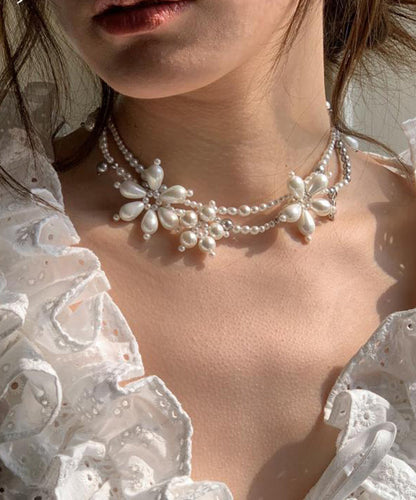 Original Design White Alloy Pearl Beading Pendant Necklace