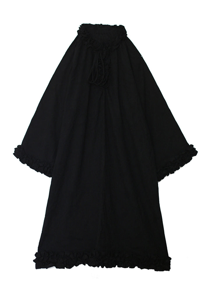 Original Design White Ruffled Patchwork Cotton Long Dress Fall We027