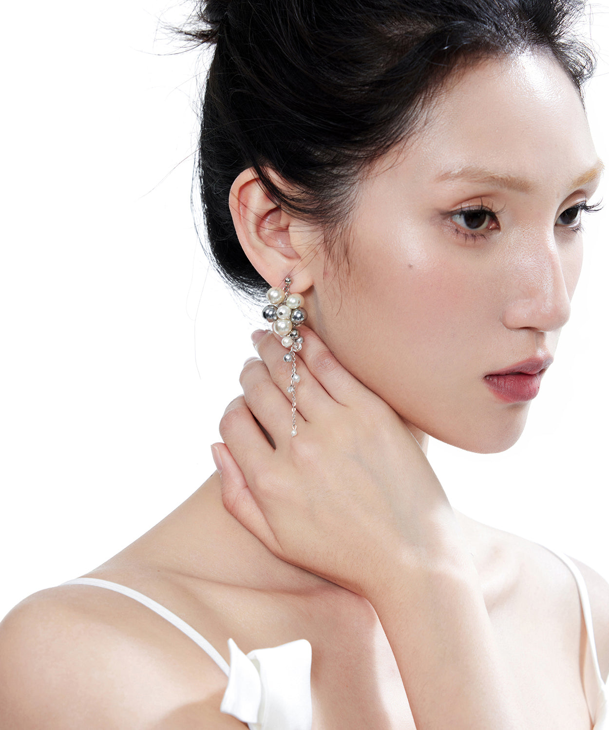 Original Pearl Tassel Silver Drop Earrings