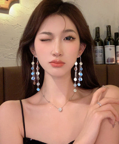 Original Drop Alloy Earrings Silk Sequins Tassel