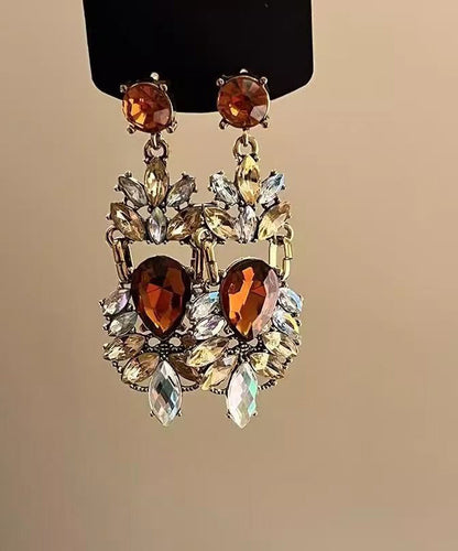 Oversize Colorblock Sterling Silver Alloy Zircon Drop Earrings