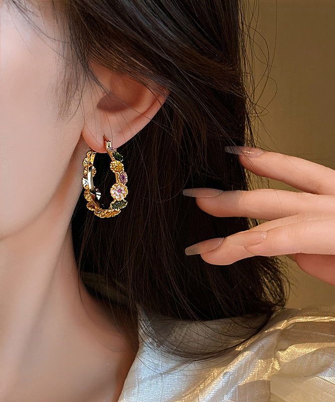 Oversize Gold Copper Alloy Drip Glaze Hoop Earrings