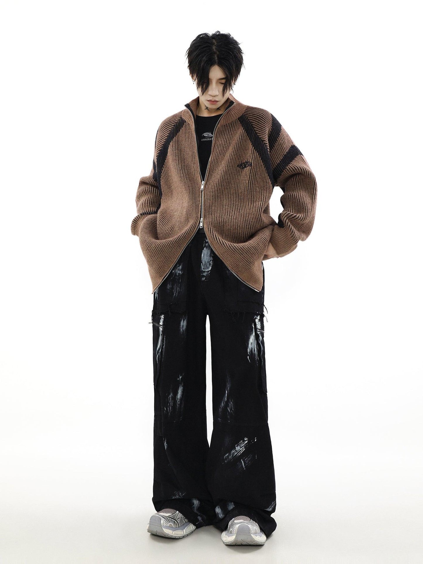High-neck Oversize Knit Cardigan