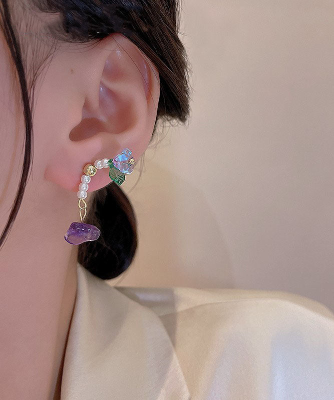 Oversize Multicolour Acrylic Alloy Pearl Crystal Stud Earrings