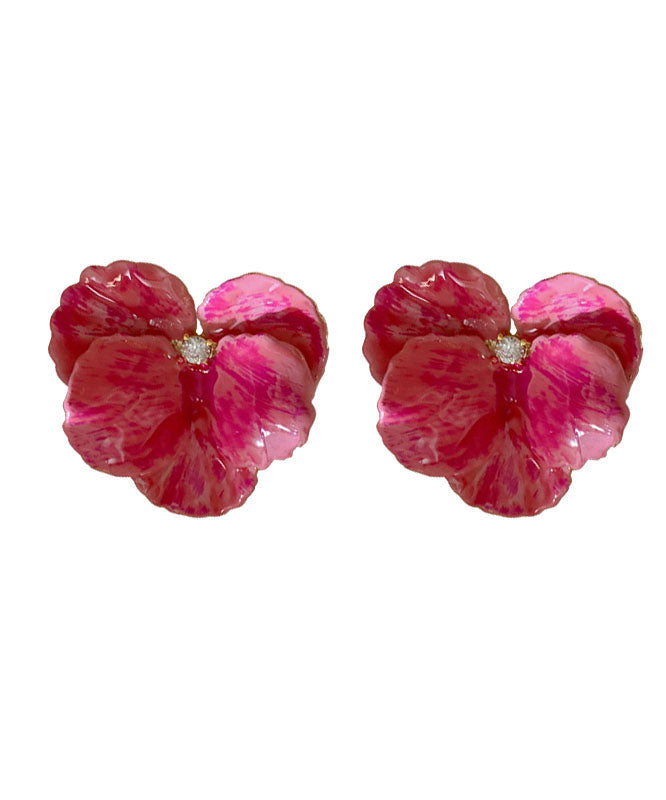 Oversize Pink Copper Zircon Oil Drip Stud Earrings