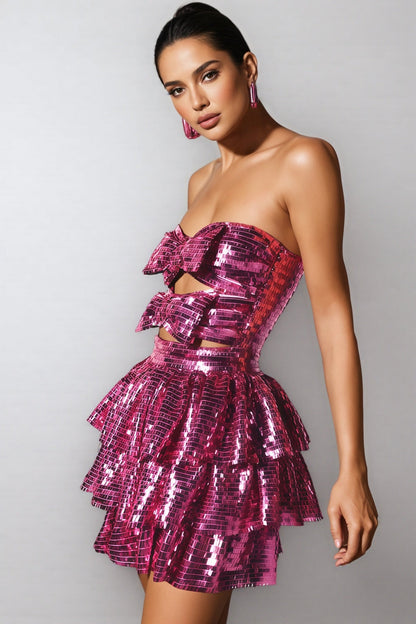 Liz Bow Cut-out Off-shoulder Mini Dress