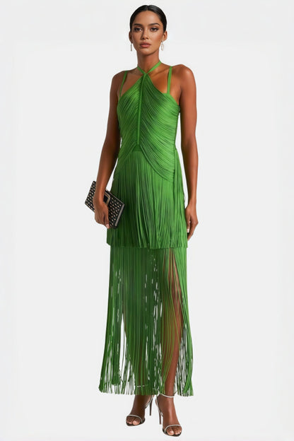 Dewy Tassel Sleeveless Midi Dress
