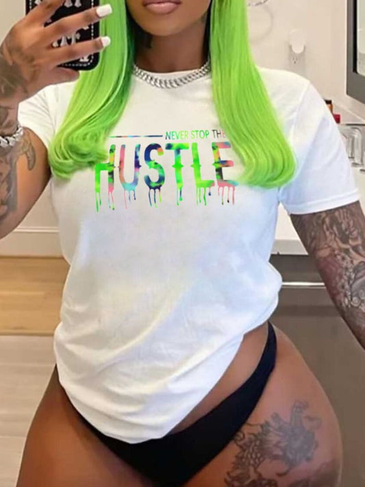 Splash Ink Letter Print T-shirt At8020