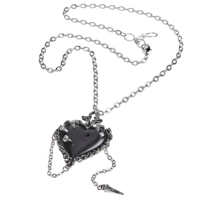 Witches Black Heart Pendant Necklace by Alchemy Gothic