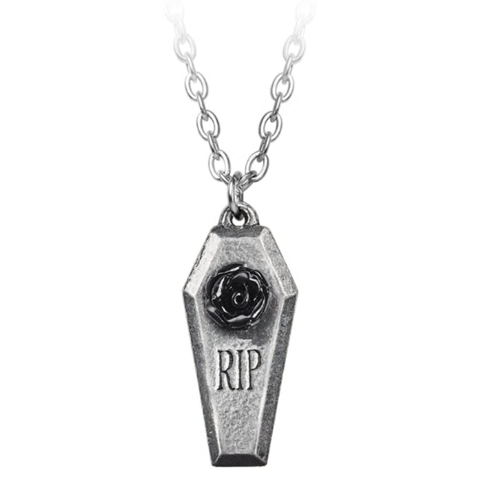 Rip Rose Pendant Coffin Necklace by Alchemy Gothic
