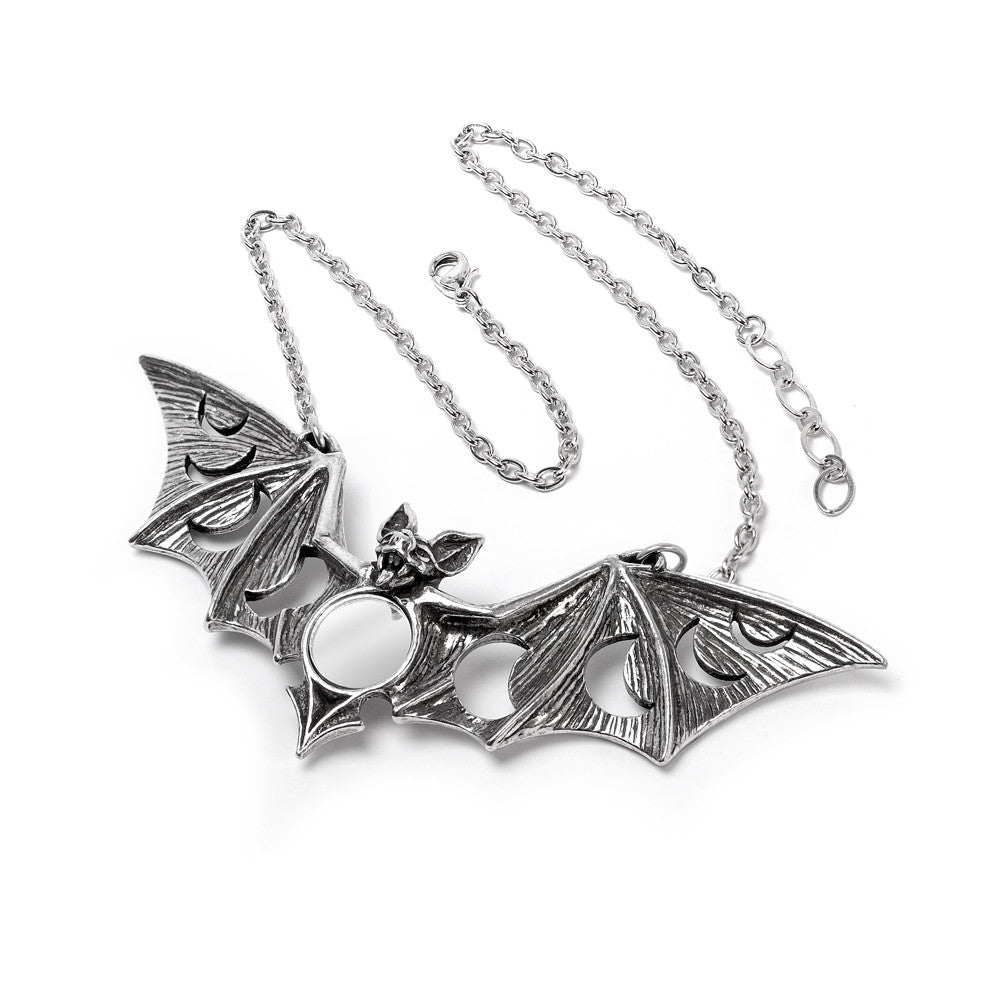 Lunaeca Lunar Moon Phases Bat Necklace by Alchemy Gothic