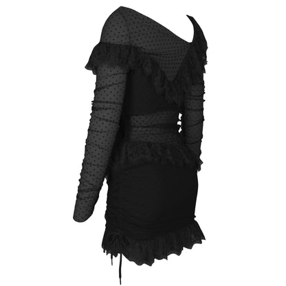 Off Shoulder Asymmetrical Frill Mini Dress Pp19409