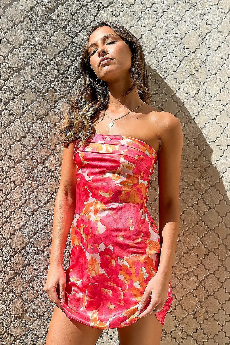 Miya Mini Dress - Pink/red