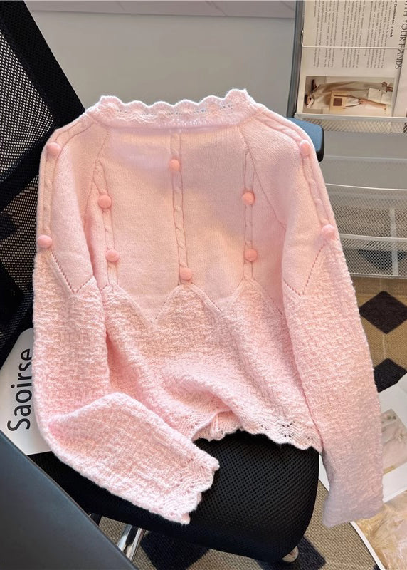 Pink Patchwork Knit Cardigan Oversized Spring Yo024