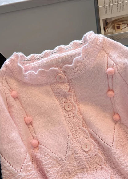 Pink Patchwork Knit Cardigan Oversized Spring Yo024