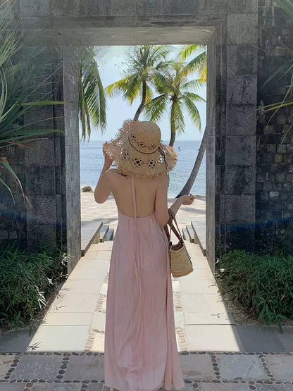 Pink Halter Maxi Dress