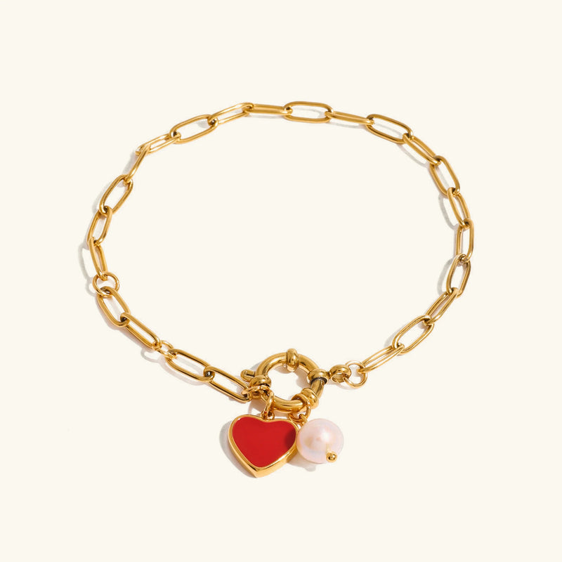 Nerissa Heart Chain Pearl Bracelet