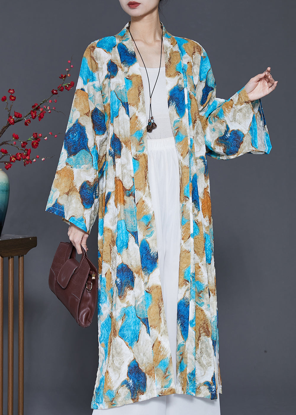 Blue Oversized Tie Dye Cotton Cardigans Spring Sd1042