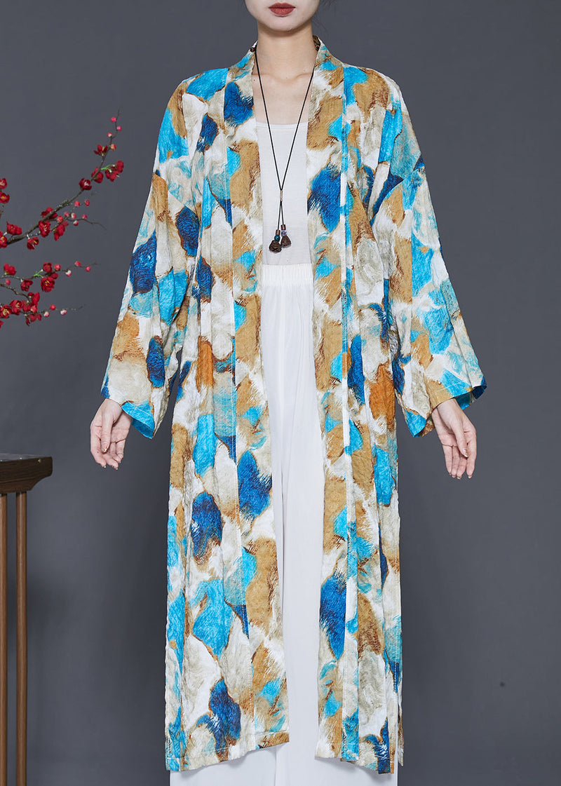 Blue Oversized Tie Dye Cotton Cardigans Spring Sd1042
