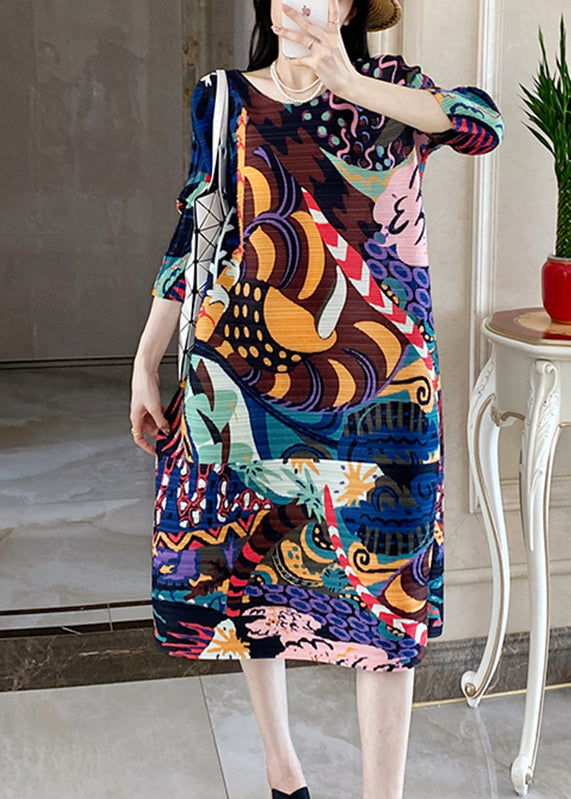 Blue Print Long Dress Bracelet Sleeve Gh1035