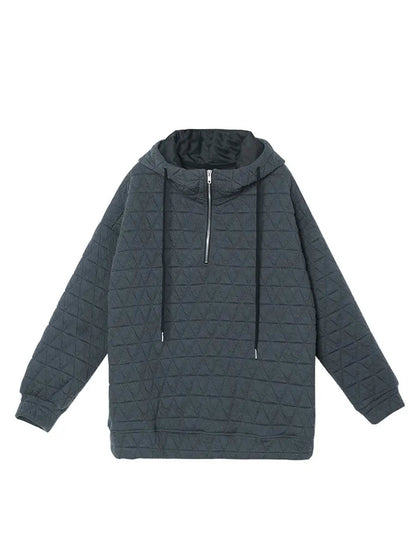 Drawstring Zipper Hooded Sweatshirt