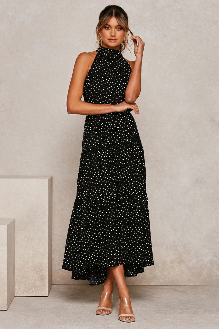Polka Dot Print Maxi Dress