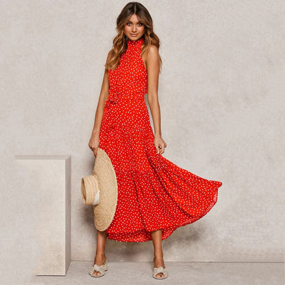 Polka Dot Print Maxi Dress