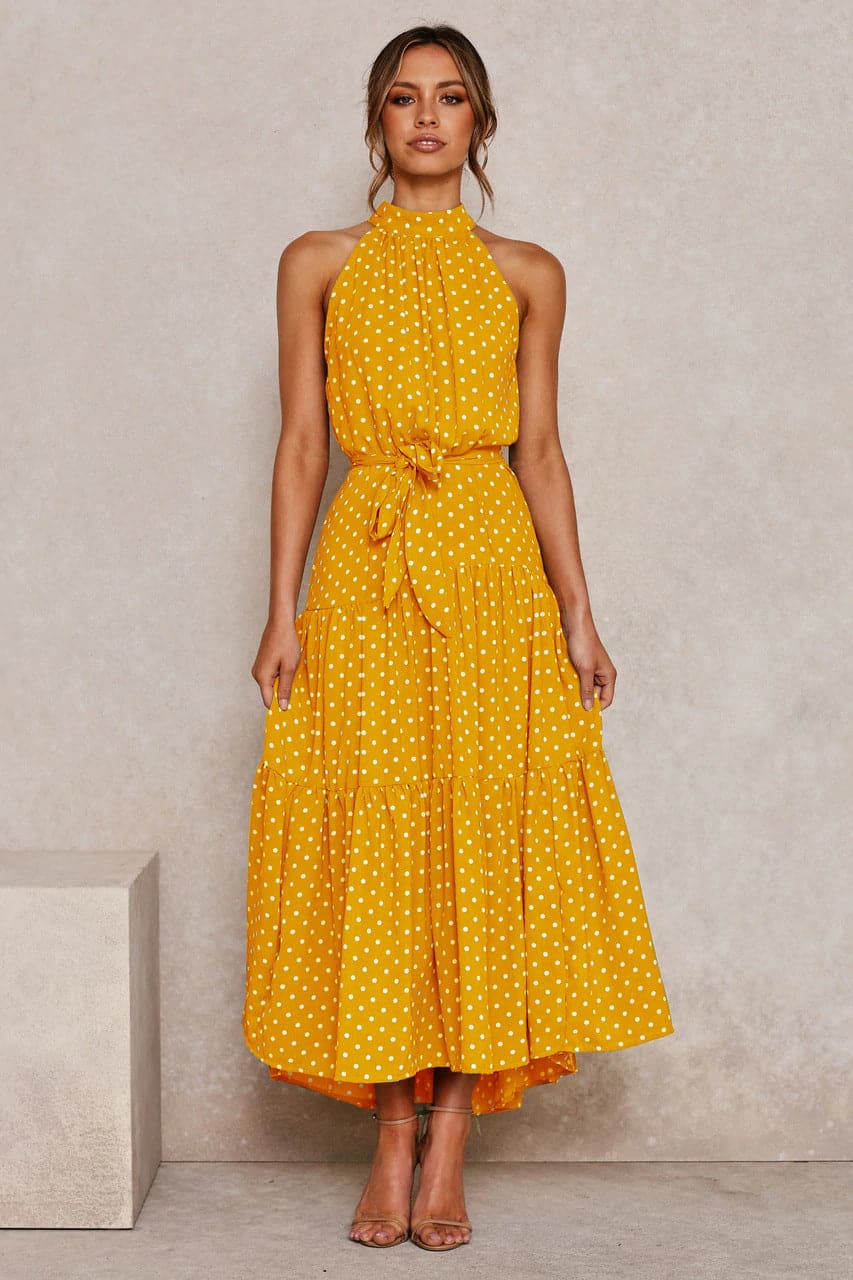 Polka Dot Print Maxi Dress