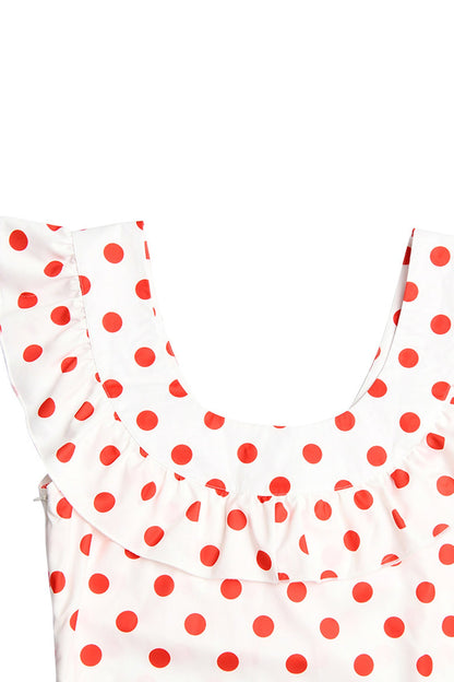 Polka Dots Ruffle Tie-up Midi Dress