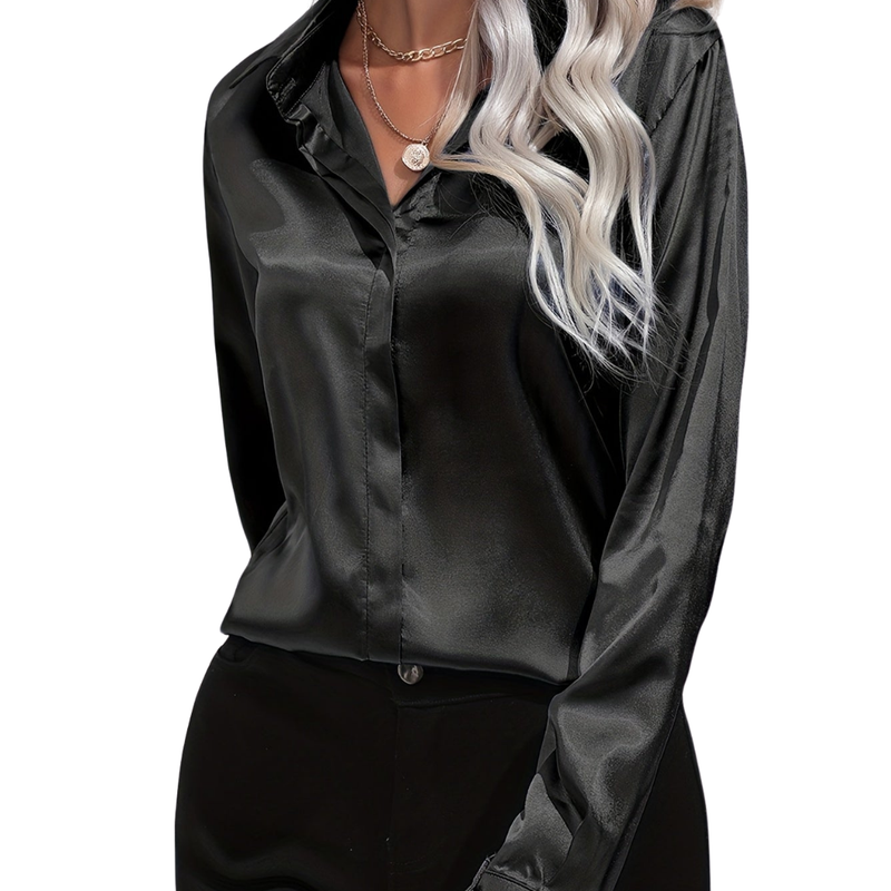 Sarah | ’s Button Down Long Sleeve Satin Blouses