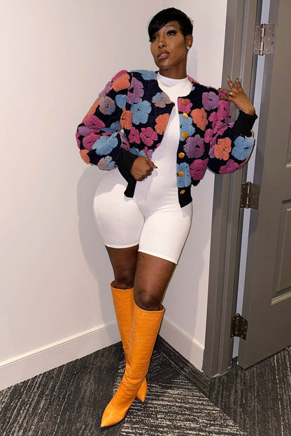 Puff Sleeve Jacquard Cardigan