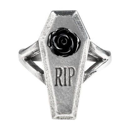 Rip Black Rose Coffin Ring by Alchemy Gothic