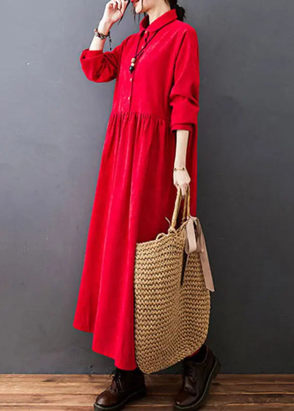 Corduroy Long Dress Long Sleeve