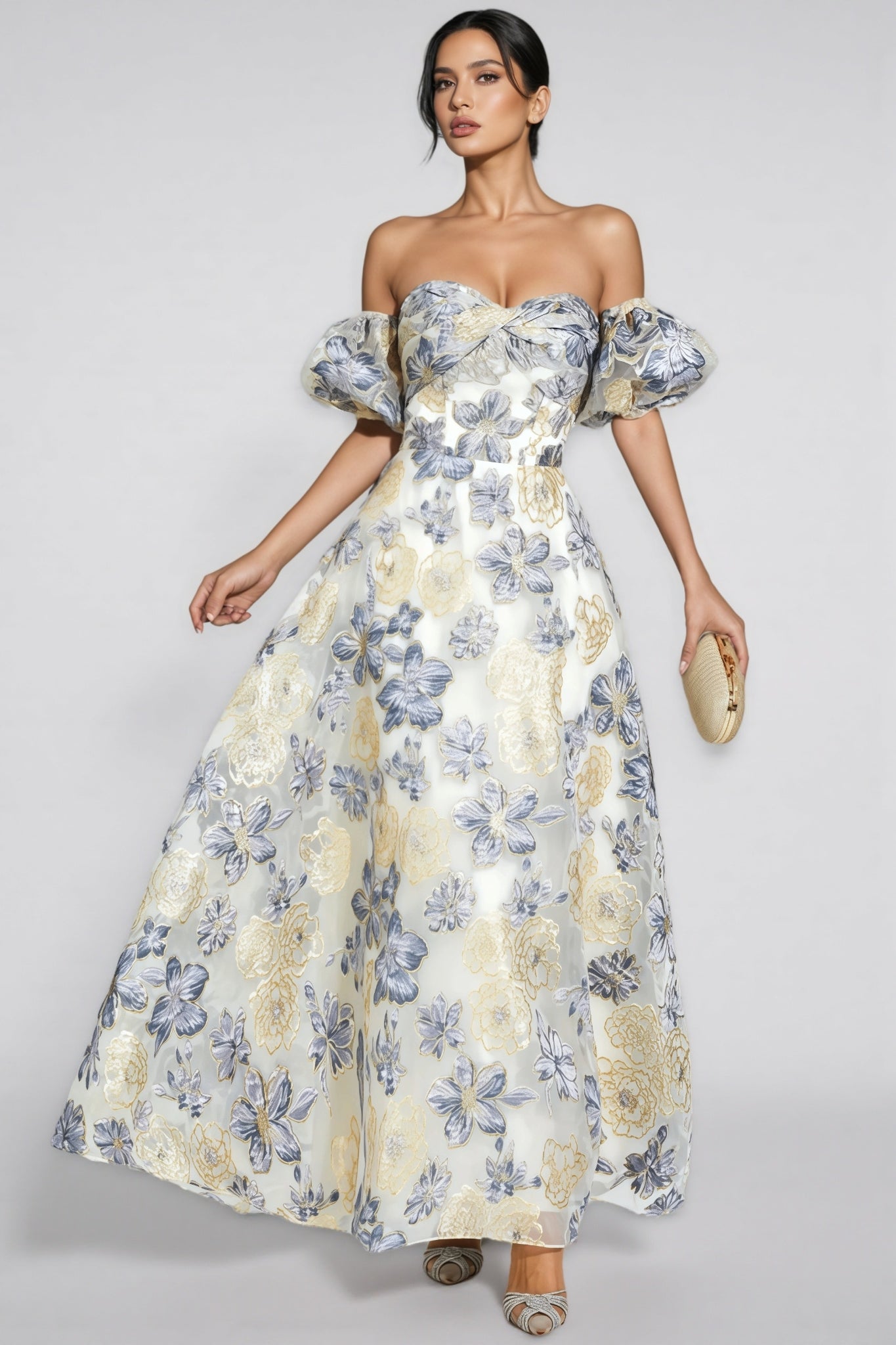 Dorte Blue-purple Flower Maxi Dress