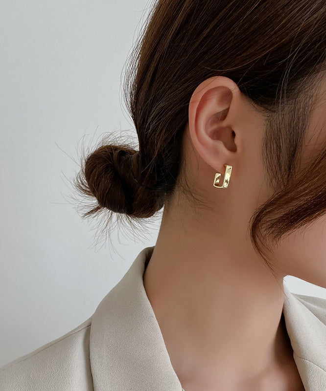 Regular Gold Sterling Silver Alloy Squarehoop Earrings