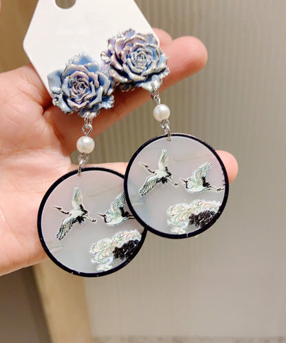 Retro Black Acrylic Pearl Drop Earrings