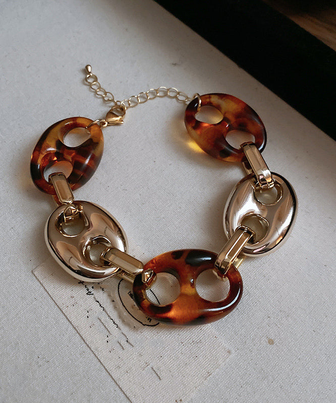 Retro Coffee Alloy Acrylic Charm Bracelet