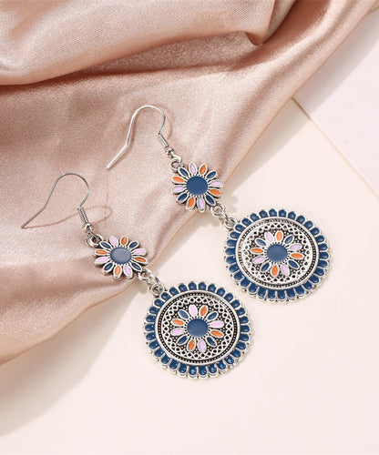 Retro Silk Sterling Silver Alloy Cloisonne Drop Earrings