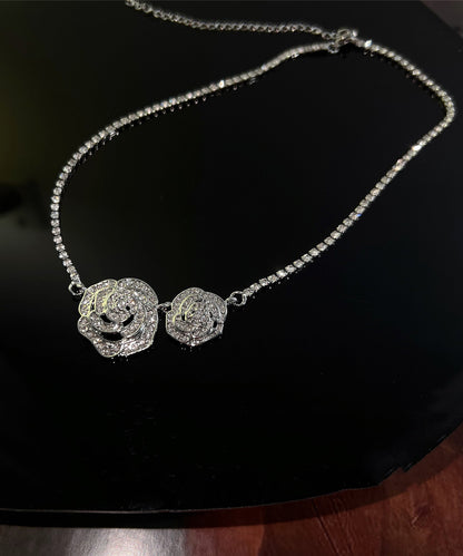 Retro Silk Sterling Silver Zircon Princess Necklace