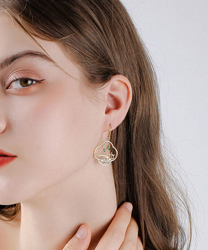 Retro Yellow Sterling Silver Overgild Zirconhoop Earrings