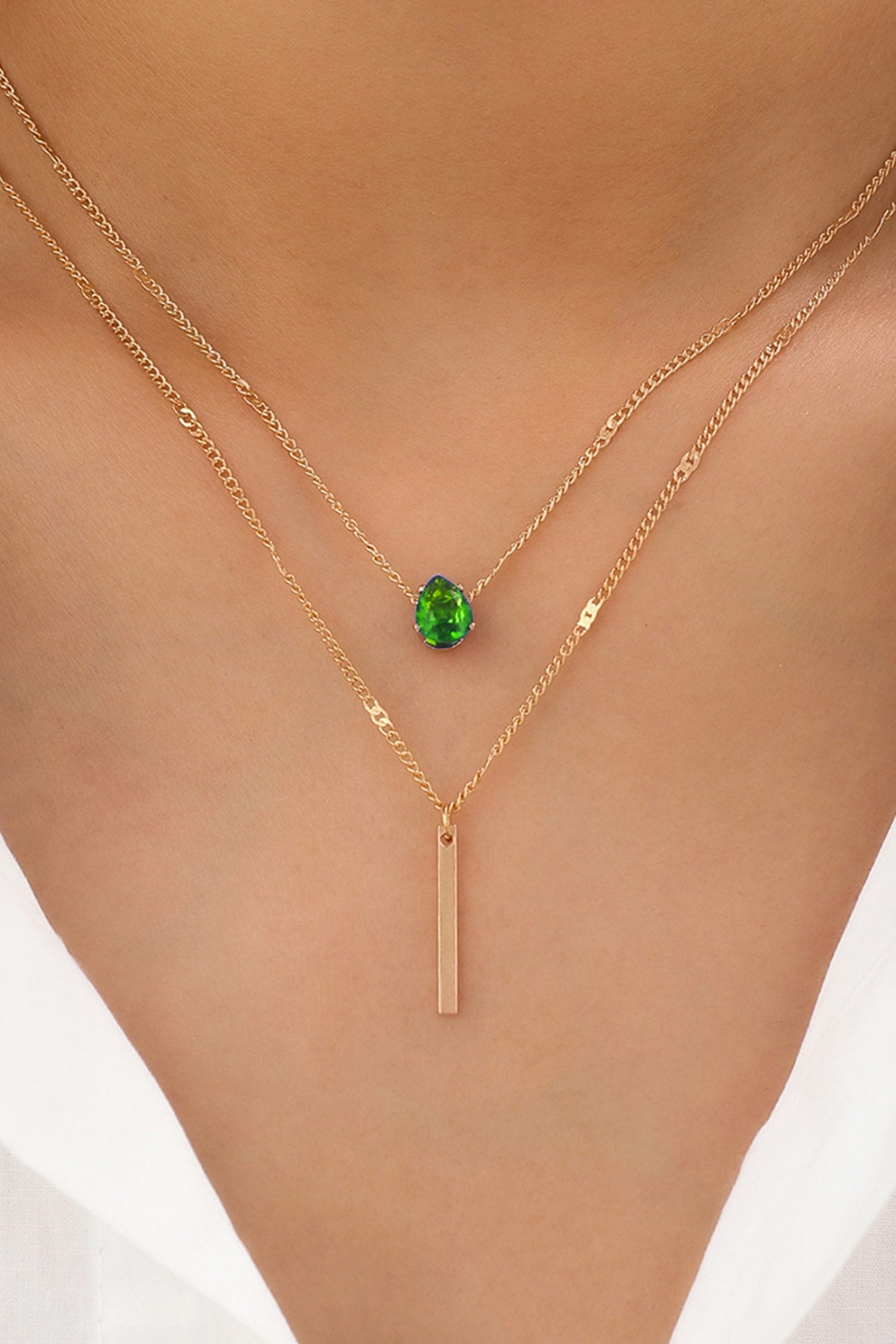 Rhinestone Tassel Pendant Stacking Necklace