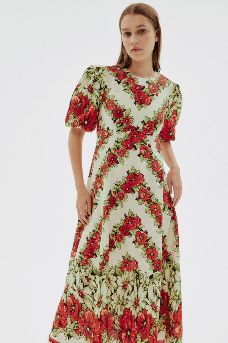 Rosalinde Round Neck Maxi Dress in Red