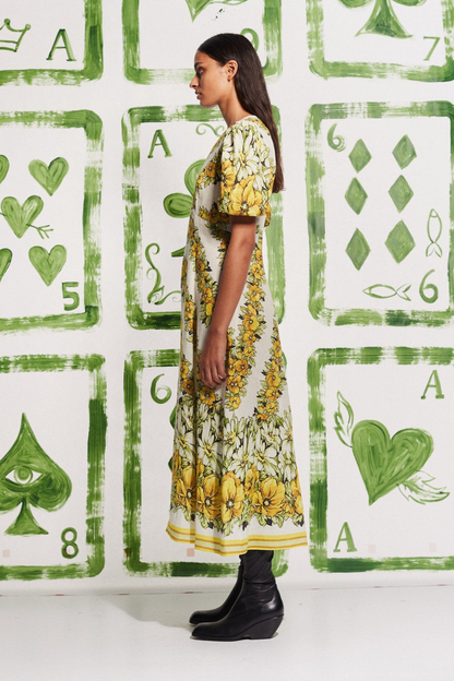Rosalinde Round Neck Maxi Dress in Yellow