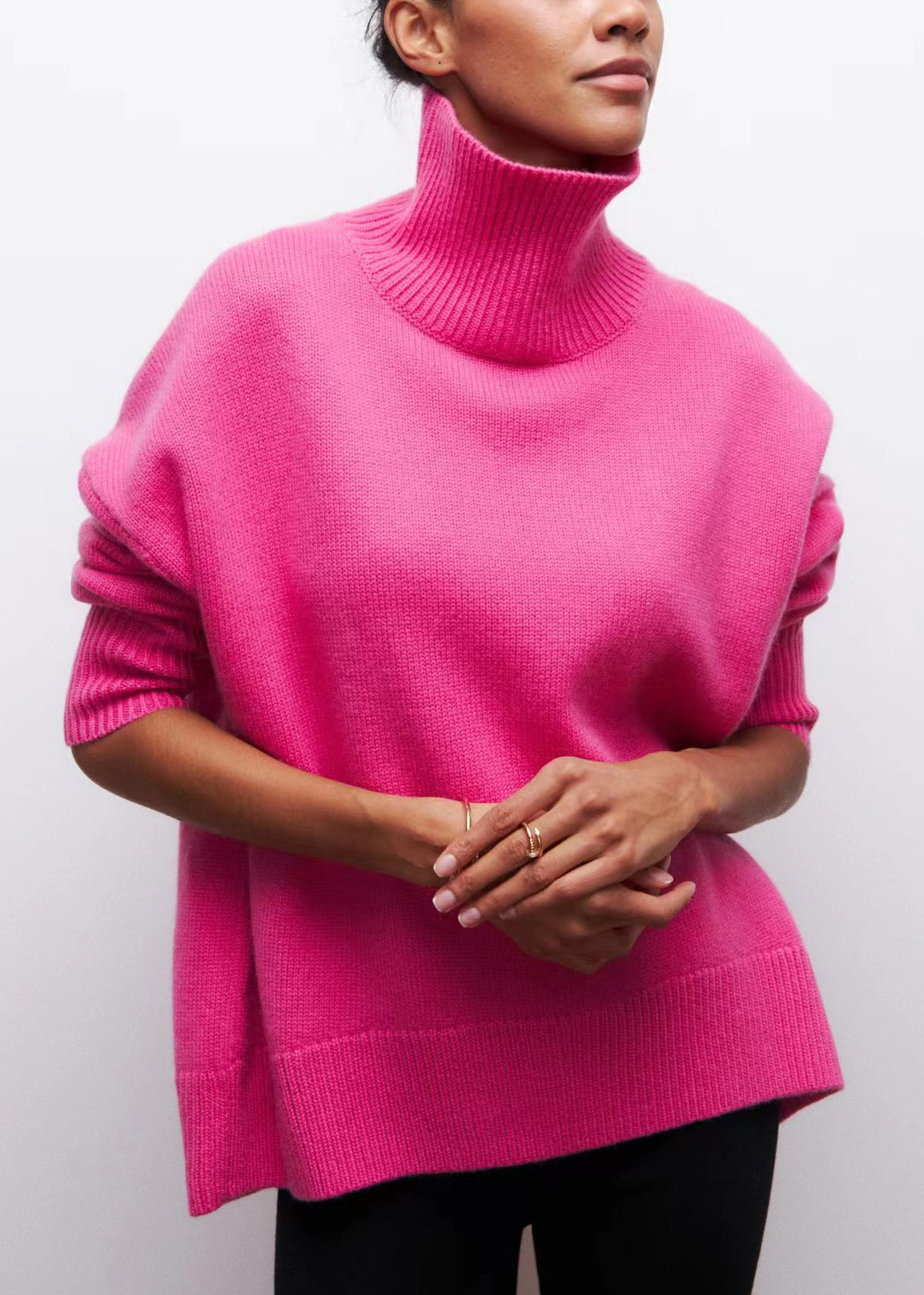 Rose Cozy Thick Turtleneck Sweaters Knit Spring
