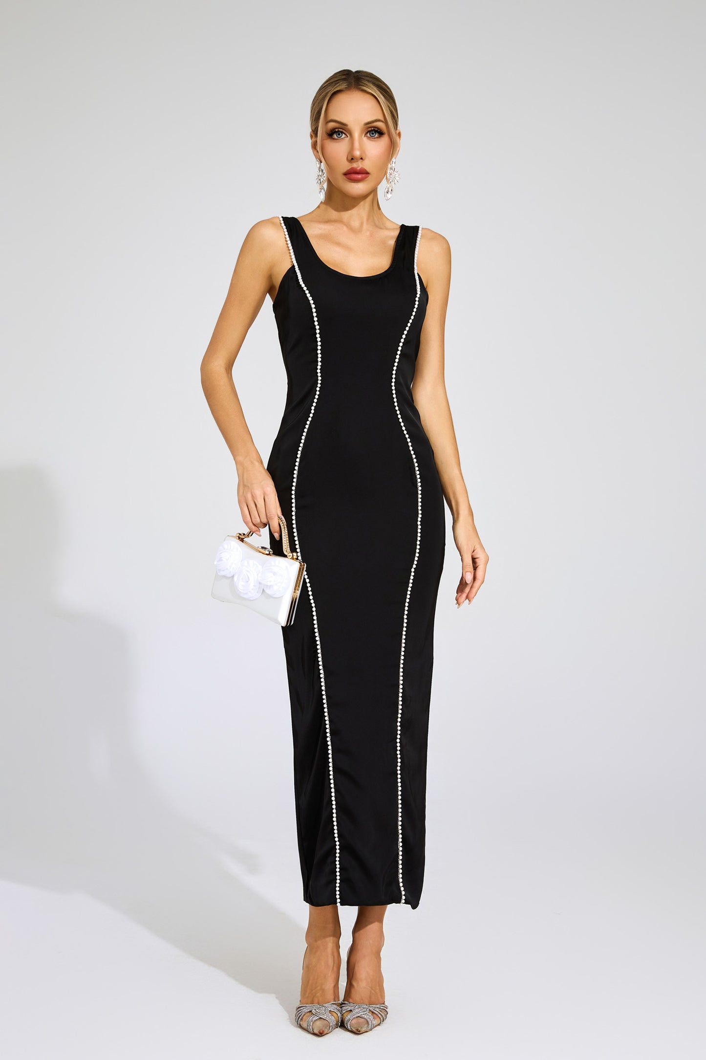 Russell Black Pearls Maxi Dress