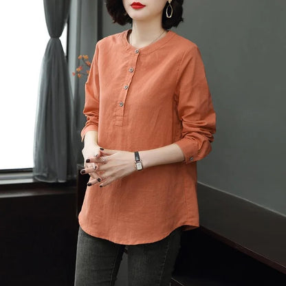 Woman Spring Autumn Style Blouses Shirts Lady Long Sleeve Stand Collar Blusas Tops Df4955